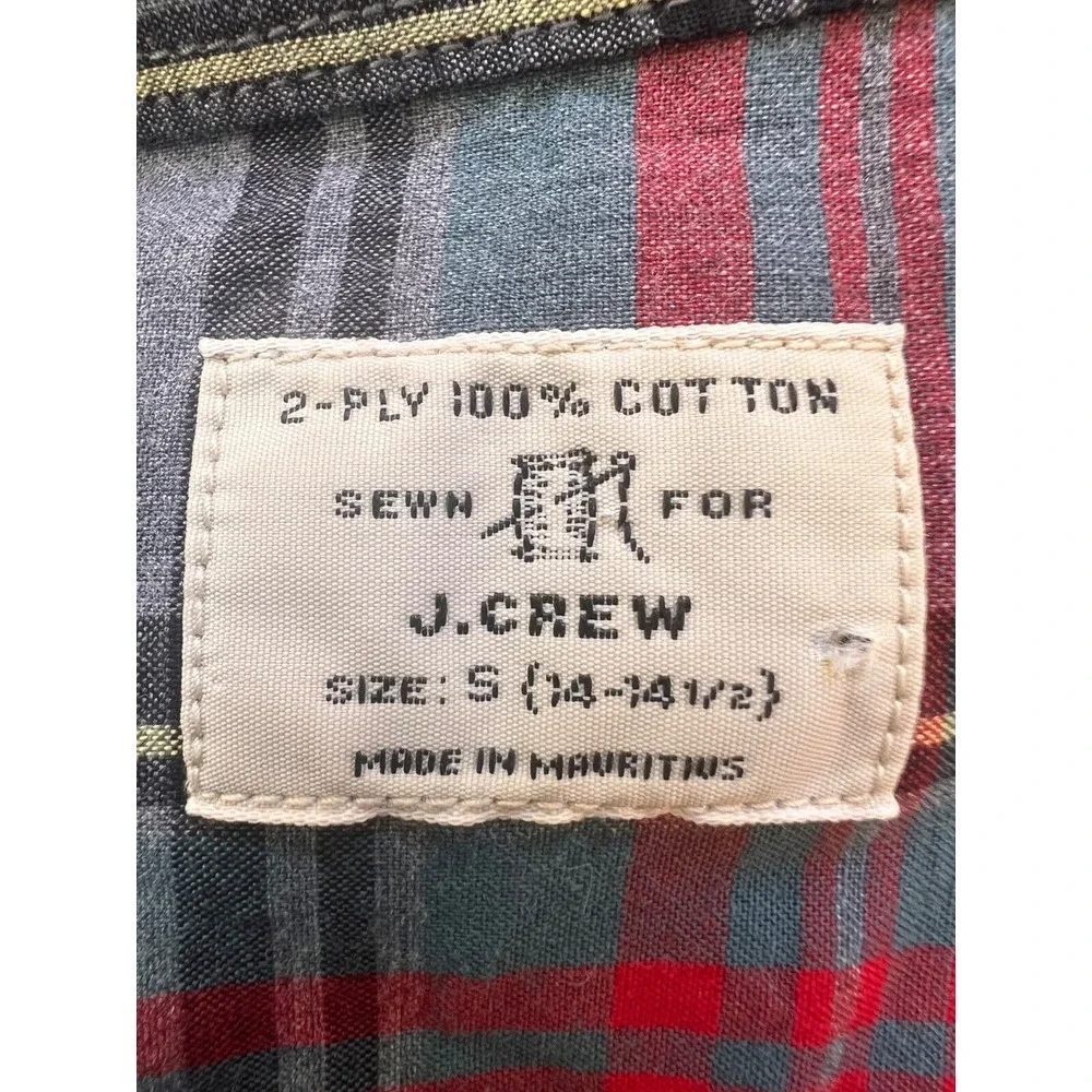 J.Crew Mens‎ Size Small Plaid Button Down Long Sleeve Shirt Grey Red 100% Cotton